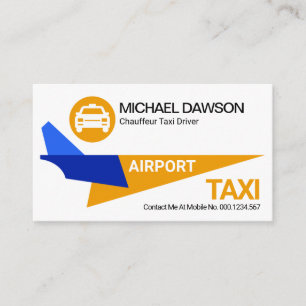Stylish Yellow Jet Aeroplane Airport Taxi Business Card