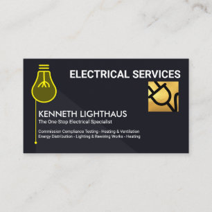 Stylish Yellow Light Bulb Power Switch Electrical Business Card