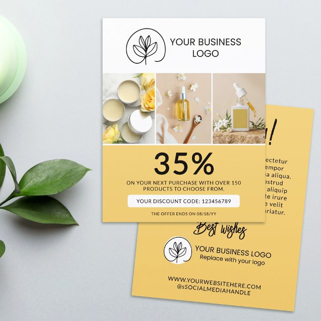 Stylish Yellow Marketing Discount Code Flyer (Creator Uploaded)
