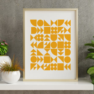 Stylish Yellow Modern Geometric Shapes Design Poster