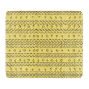 Stylish yellow navy Blue Stripes & Floral pattern Cutting Board