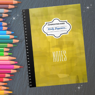 Stylish Yellow Patterned Personalised Composition  Notebook