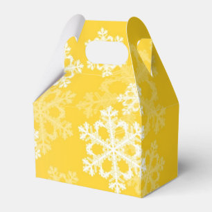 Stylish Yellow Snowflakes Modern Christmas pattern Favour Box