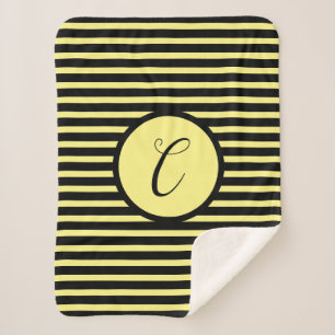 Stylish Yellow Stripes C Monogram Throw Blanket