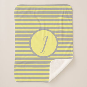 Stylish Yellow Stripes J Monogram Throw Blanket