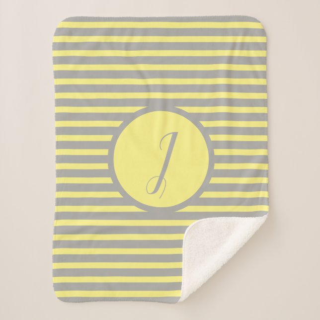 Stylish Yellow Stripes J Monogram Throw Blanket (Front)