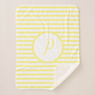 Stylish Yellow Stripes P Monogram Throw Blanket