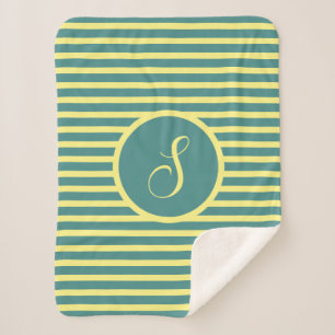 Stylish Yellow Stripes S Monogram Throw Blanket