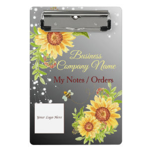 Stylish Yellow Sunflower Gradient Custom Business  Mini Clipboard