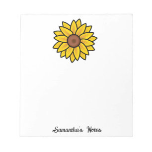 Stylish Yellow Sunflower Personalised Notepad