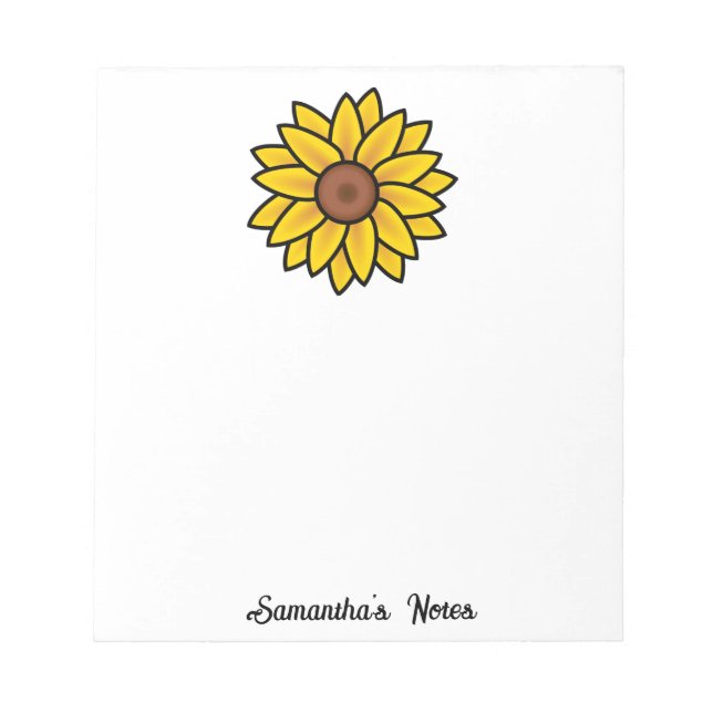 Stylish Yellow Sunflower Personalised Notepad (Front)