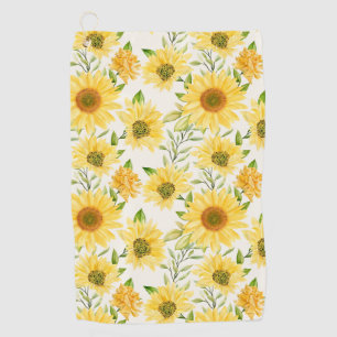 Stylish yellow sunflowers pattern golf towel