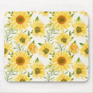 Stylish yellow sunflowers pattern mouse pad