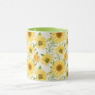 Stylish yellow sunflowers pattern mug