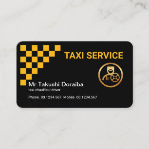 Stylish Yellow Taxi Check Boxes Cab Driver Business Card