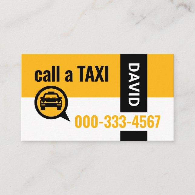 Stylish Yellow Taxi Color Driver Business Card (Front)