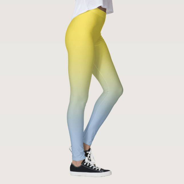 Stylish Yellow to Light Blue Gradient Leggings (Right)