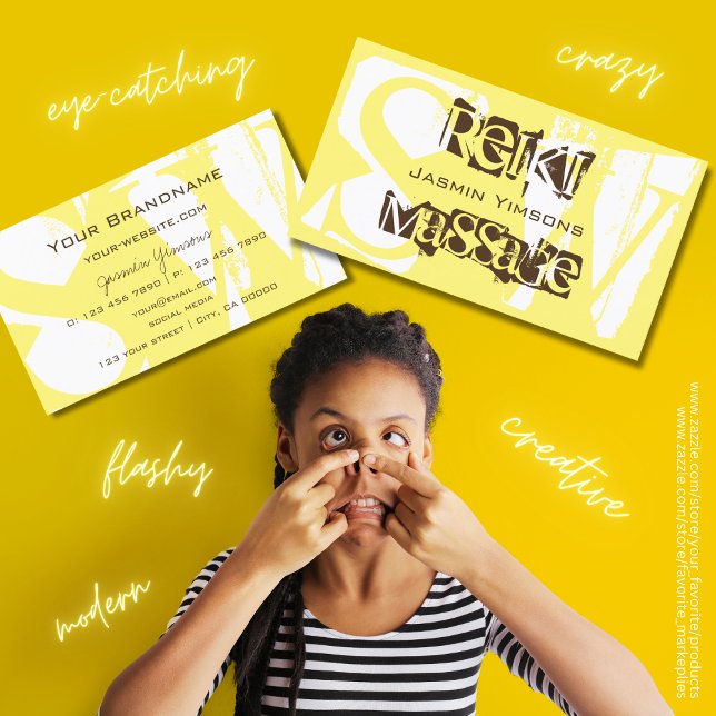 Stylish Yellow White and Brown Chic with Monogram Business Card (Creator Uploaded)