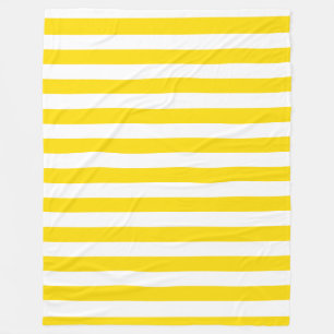 Stylish Yellow White Striped Custom Template Large Fleece Blanket