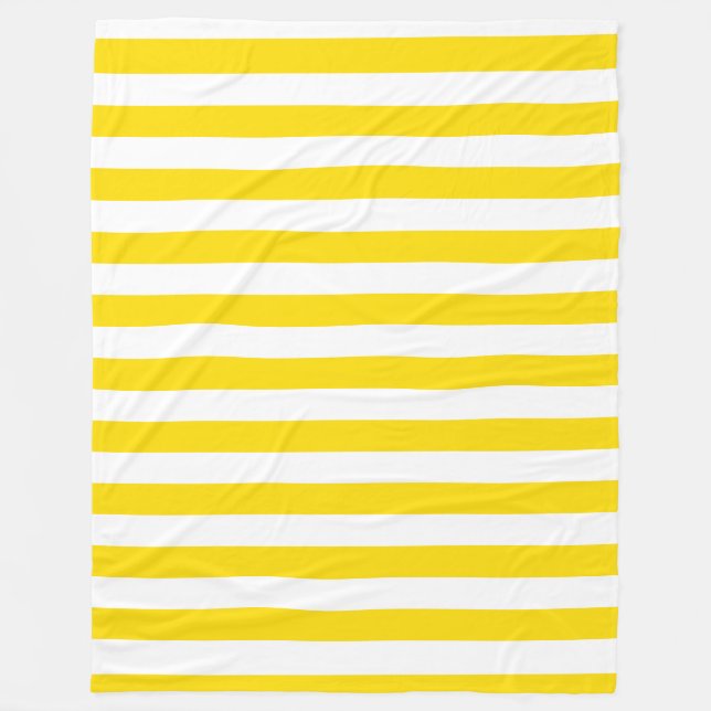 Stylish Yellow White Striped Custom Template Large Fleece Blanket (Front)