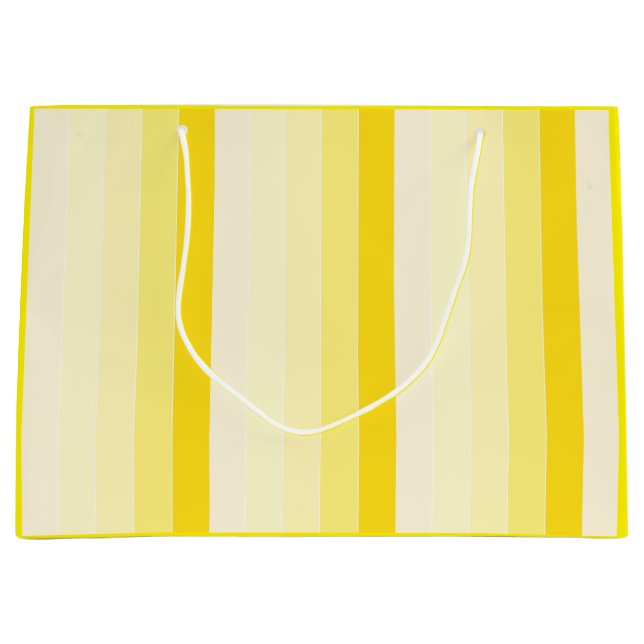 Stylish Yellow White Striped Trendy Template Large Gift Bag (Front)