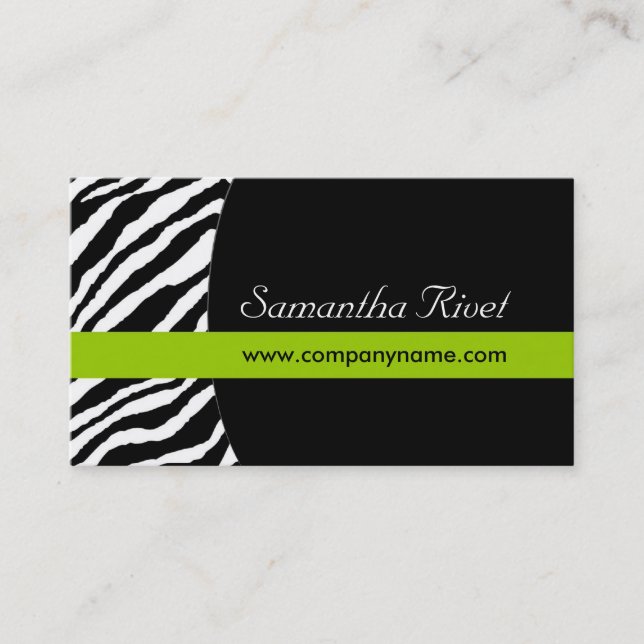 Stylish Zebra BusinessCards :: {Horizontal} Business Card (Front)