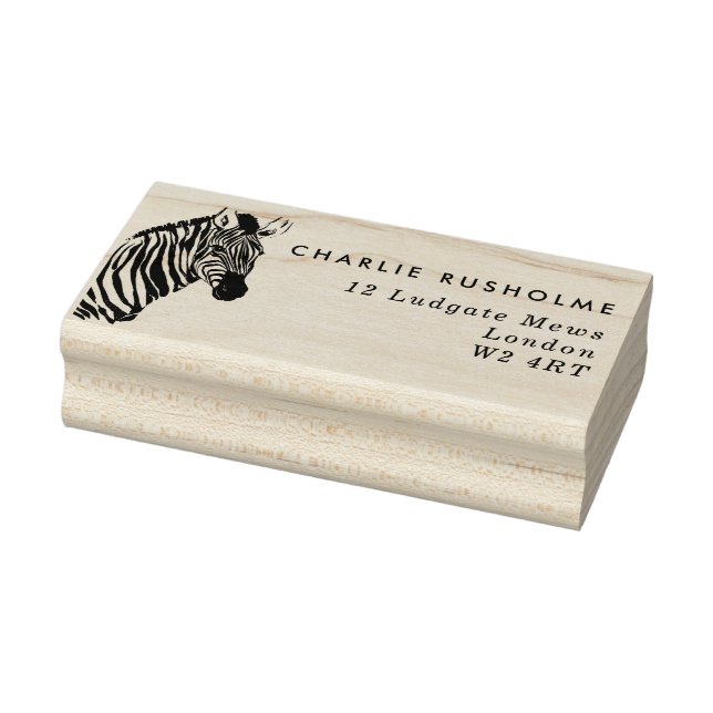 Stylish Zebra Name and Address Rubber Stamp (Stamp)