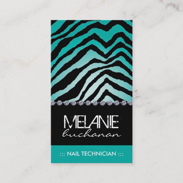 Stylish Zebra Print Business Card (Front)