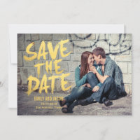 Stylishly Brushed Photo Save The Date Card