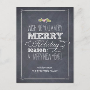 Stylishly Chalked Holiday Card Postcard