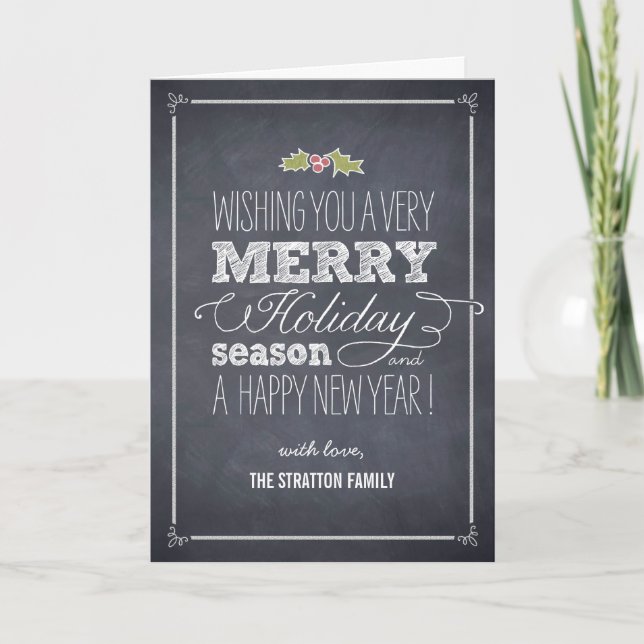 Stylishly Chalked Holiday Greeting Card (Front)