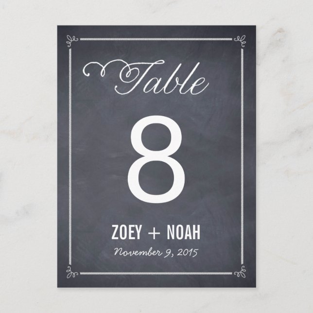 Stylishly Chalked Table Number Card (Front)