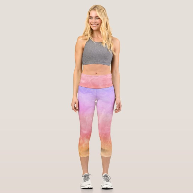 Stylishly Colourful Watercolor Leggings (Front)