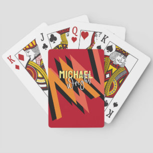 Stylishly Designed Modern Monogram Red Playing Cards