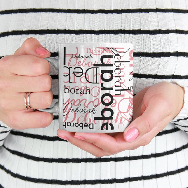 Stylishly Personalised Pink Black Mug for Her (Creator Uploaded)