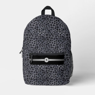 Stylishly Wild Personalised Grey & Black Leopard  Printed Backpack