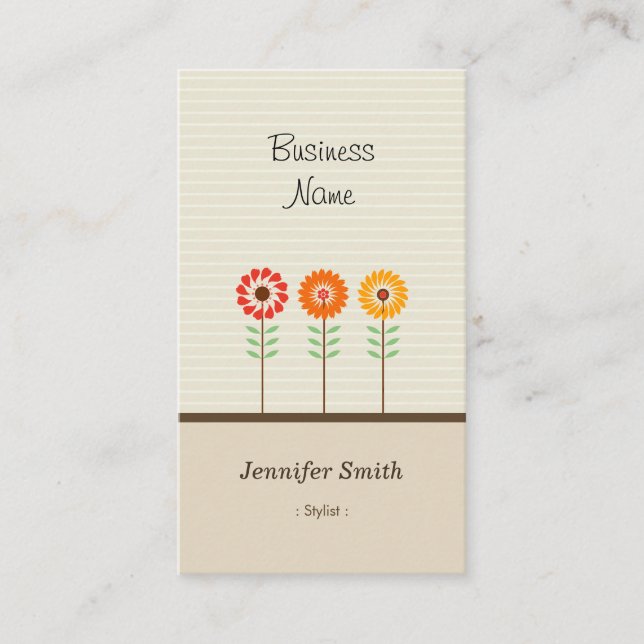 Stylist - Cute Floral Theme Business Card (Front)