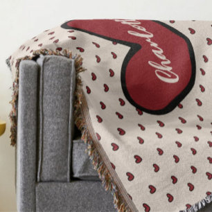 Stylist Cute Heart Pattern Monogram Personalised Throw Blanket