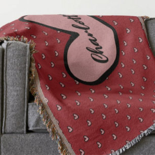 Stylist Cute Heart Pattern Monogram Personalised Throw Blanket