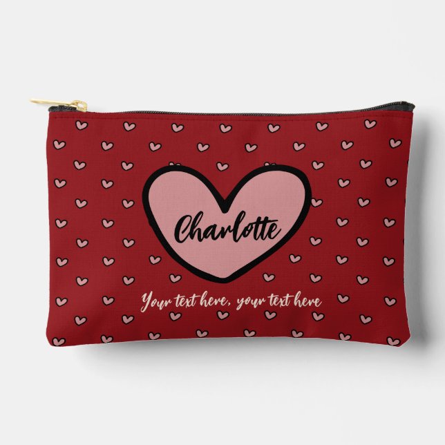 Stylist Cute Sweet Red Heart Pattern Gifts Accessory Pouch (Front)