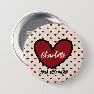 Stylist Cute Sweet Red Heart Pattern Monogram gift 7.5 Cm Round Badge