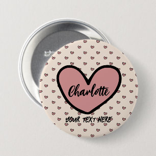 Stylist Cute Sweet Red Heart Pattern Monogram gift 7.5 Cm Round Badge