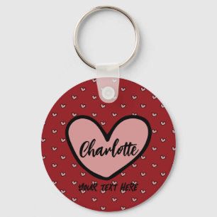 Stylist Cute Sweet Red Heart Pattern Monogram gift Key Ring