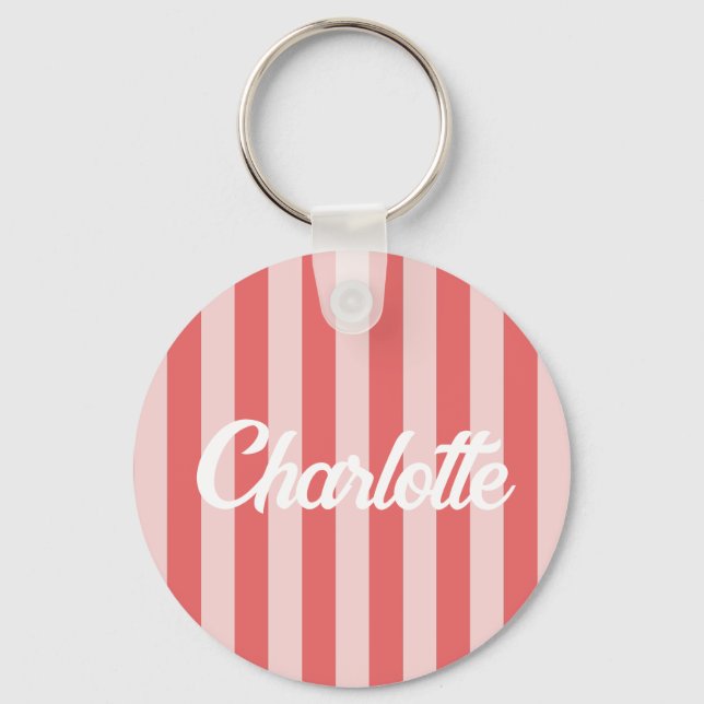 Stylist Cute Sweet Red Heart Pattern Monogram gift Key Ring (Front)