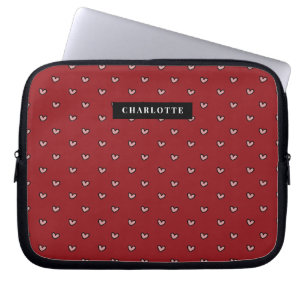 Stylist Cute Sweet Red Heart Pattern Monogram Gift Laptop Sleeve