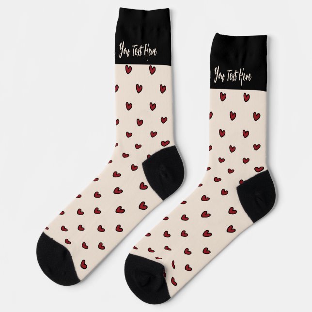 Stylist Cute Sweet Red Heart Pattern Monogram Socks (Left)