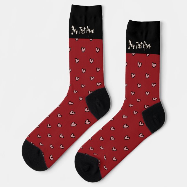Stylist Cute Sweet Red Heart Pattern Monogram Socks (Left)