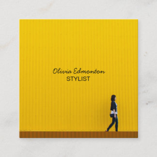 Stylist Fashion Photo Custom Template Plain Makeup Square Business Card