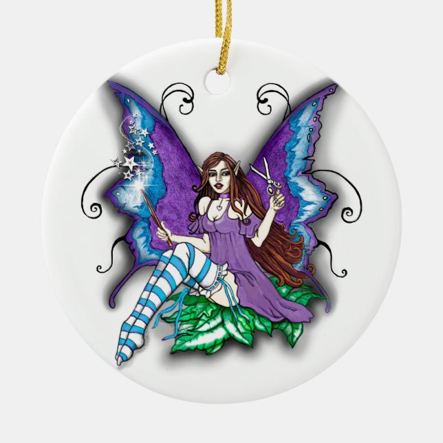 Stylist-Hair Dresser Fairy Ceramic Tree Decoration (Front)
