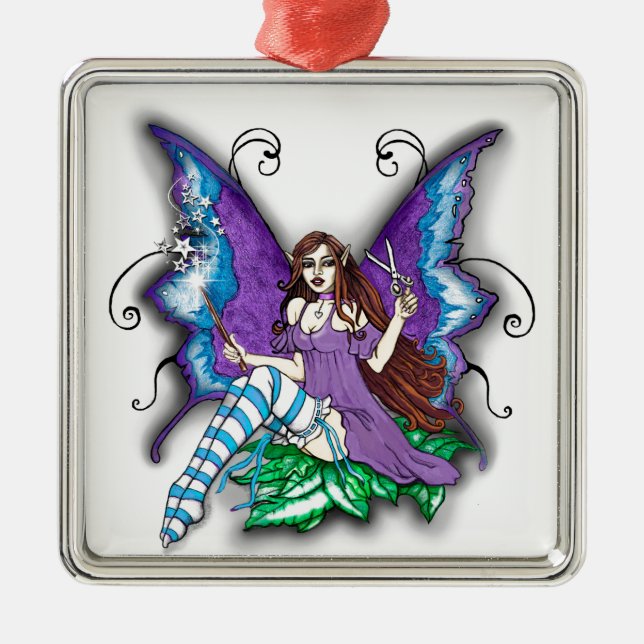 Stylist-Hair Dresser Fairy Metal Ornament (Front)